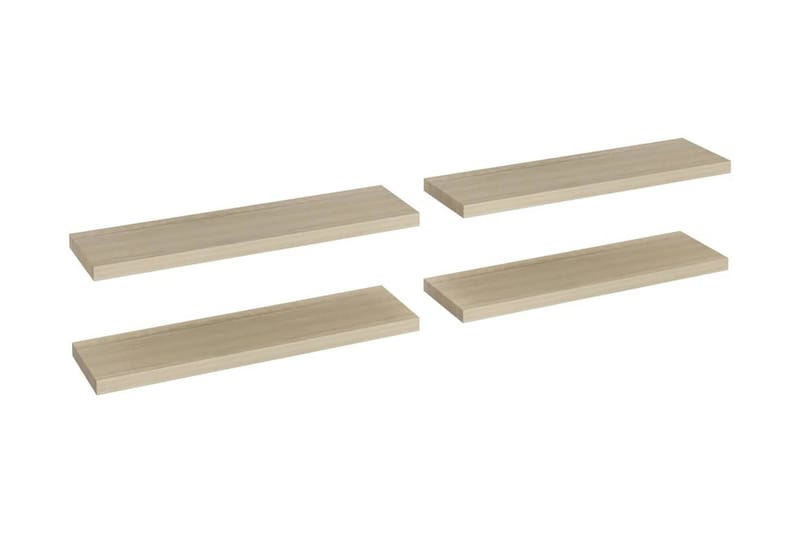 Svävande vägghyllor 4 st ek 90x23,5x3,8 cm MDF - Brun - Förvaring - Hylla - Vägghylla