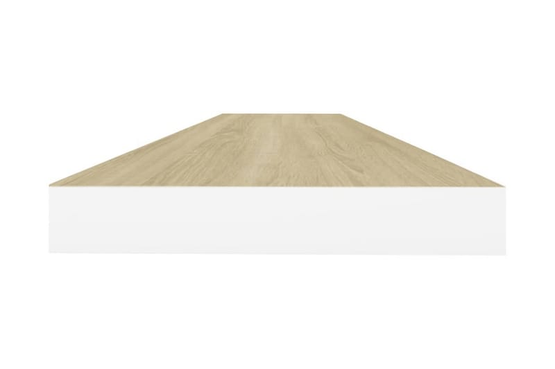 Svävande vägghyllor 4 st ek och vit 100x23,5x3,8 cm MDF - Vit - Förvaring - Hylla - Vägghylla