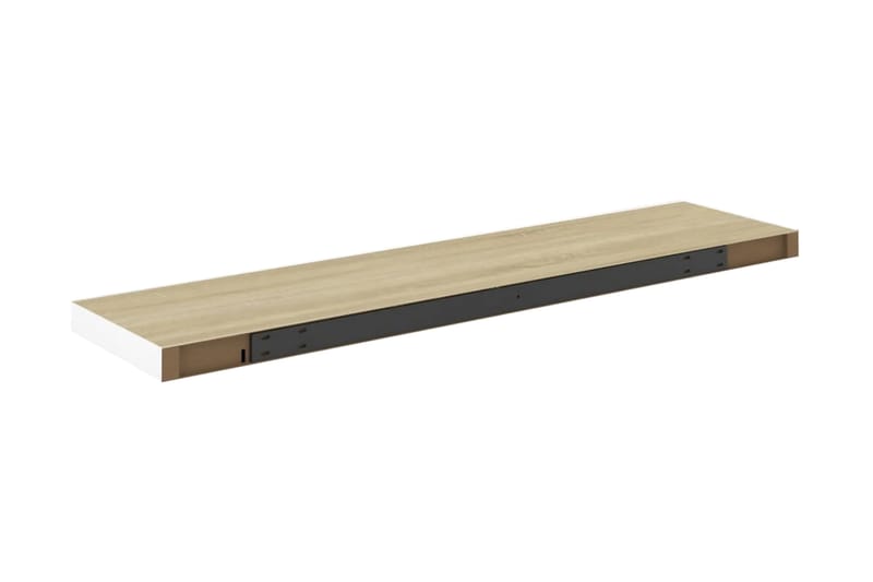 Svävande vägghyllor 4 st ek och vit 100x23,5x3,8 cm MDF - Vit - Förvaring - Hylla - Vägghylla