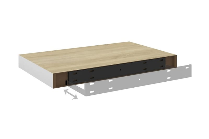 Svävande vägghyllor 4 st ek och vit 50x23x3,8 cm MDF - Vit/Trä - Förvaring - Hylla - Vägghylla