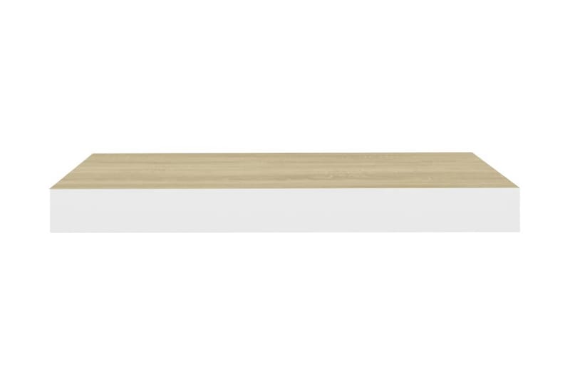 Svävande vägghyllor 4 st ek och vit 50x23x3,8 cm MDF - Vit/Trä - Förvaring - Hylla - Vägghylla