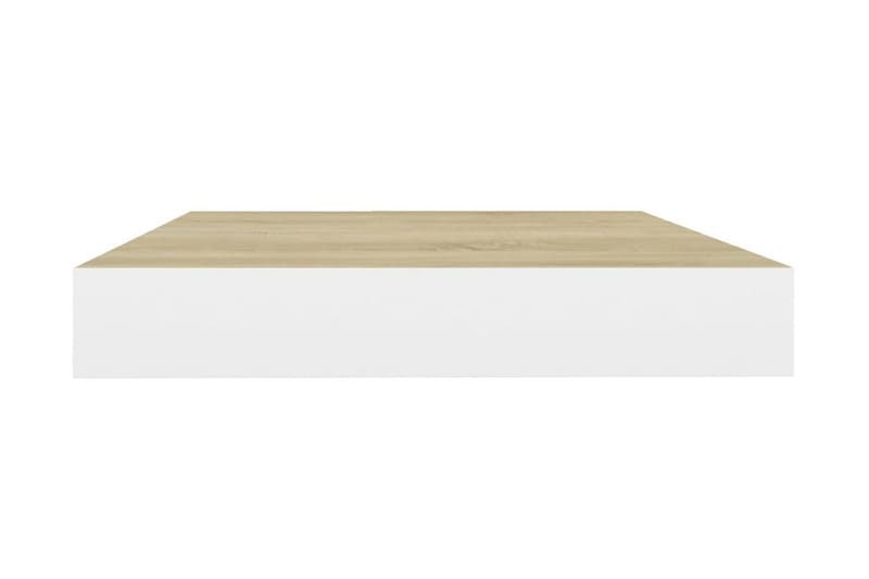Svävande vägghyllor 4 st ek och vit 50x23x3,8 cm MDF - Vit/Trä - Förvaring - Hylla - Vägghylla