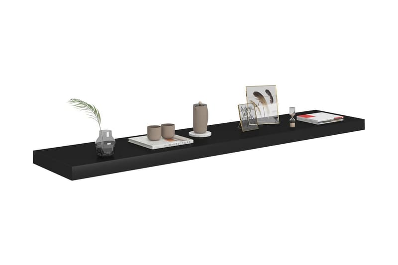 Svävande vägghyllor 4 st svart 120x23,5x3,8 cm MDF - Svart - Förvaring - Hylla - Vägghylla
