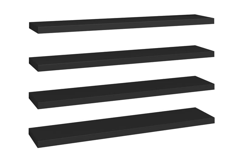 Svävande vägghyllor 4 st svart 120x23,5x3,8 cm MDF - Svart - Förvaring - Hylla - Vägghylla