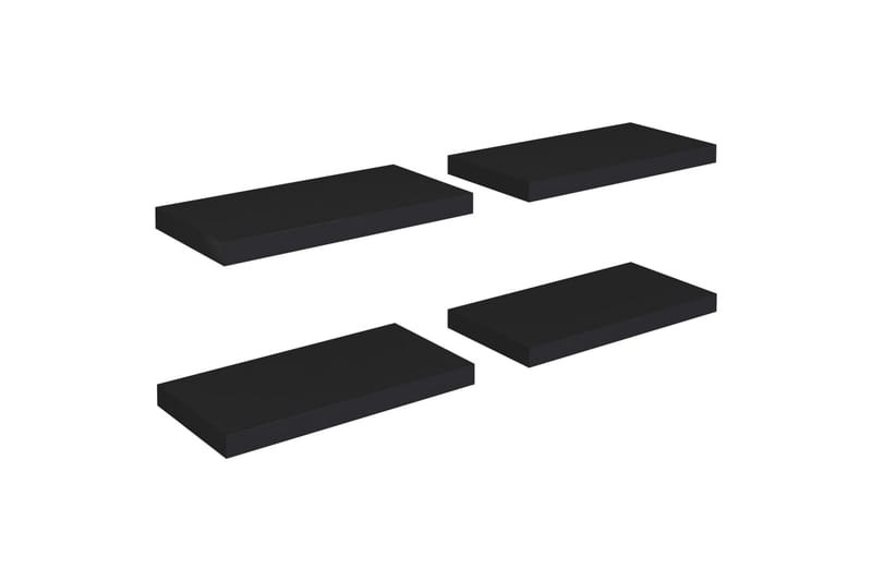 Svävande vägghyllor 4 st svart 50x23x3,8 cm MDF - Svart - Förvaring - Hylla - Vägghylla