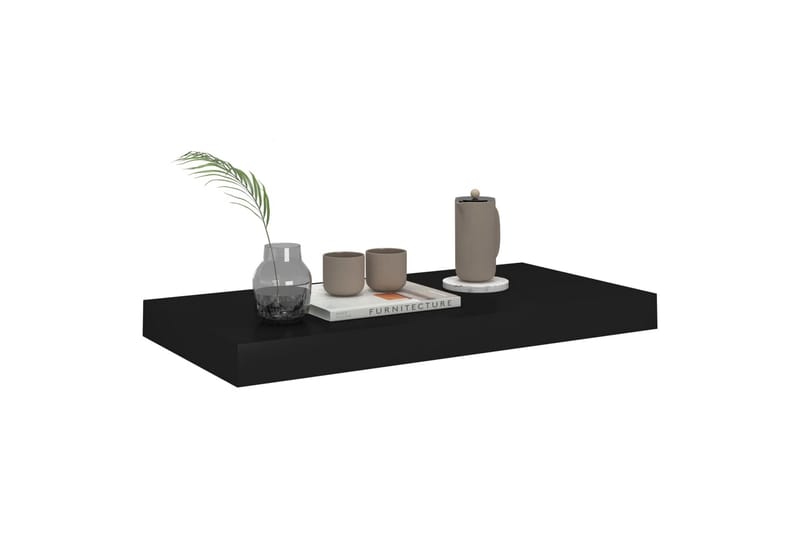Svävande vägghyllor 4 st svart 50x23x3,8 cm MDF - Svart - Förvaring - Hylla - Vägghylla