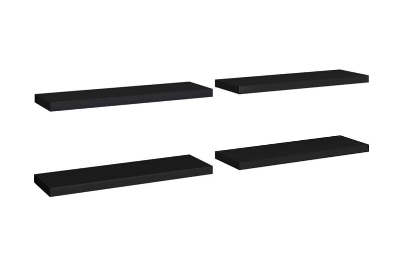 Svävande vägghyllor 4 st svart 80x23,5x3,8 cm MDF - Svart - Förvaring - Hylla - Vägghylla