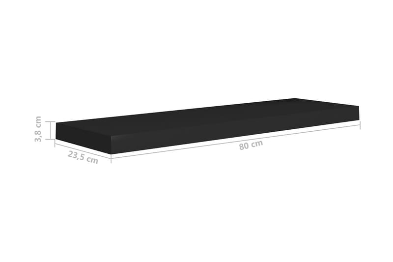 Svävande vägghyllor 4 st svart 80x23,5x3,8 cm MDF - Svart - Förvaring - Hylla - Vägghylla