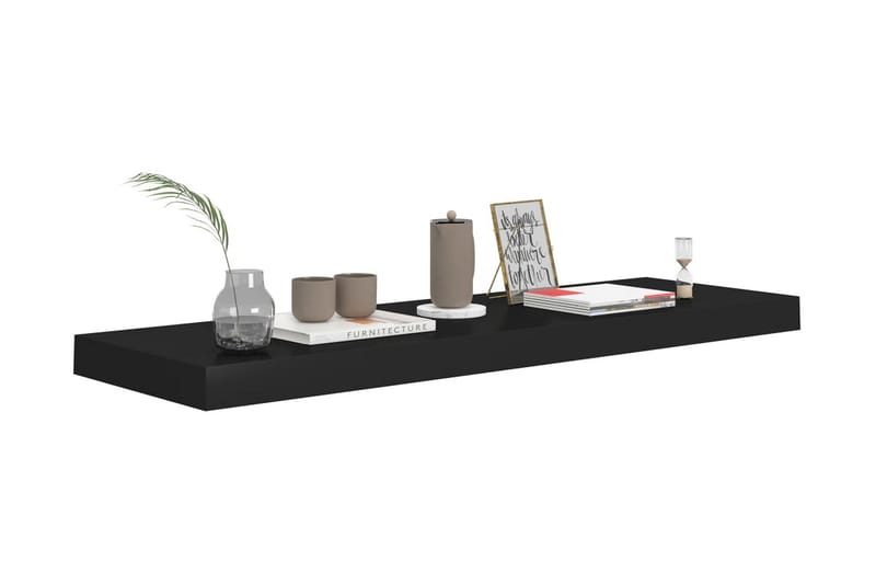 Svävande vägghyllor 4 st svart 80x23,5x3,8 cm MDF - Svart - Förvaring - Hylla - Vägghylla
