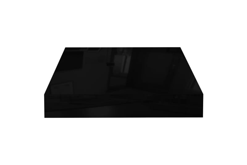 Svävande vägghyllor 4 st svart högglans 23x23,5x3,8 cm MDF - Svart - Vägghylla