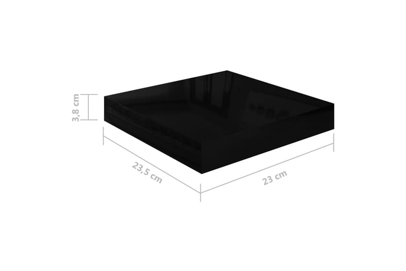Svävande vägghyllor 4 st svart högglans 23x23,5x3,8 cm MDF - Svart - Förvaring - Hylla - Vägghylla
