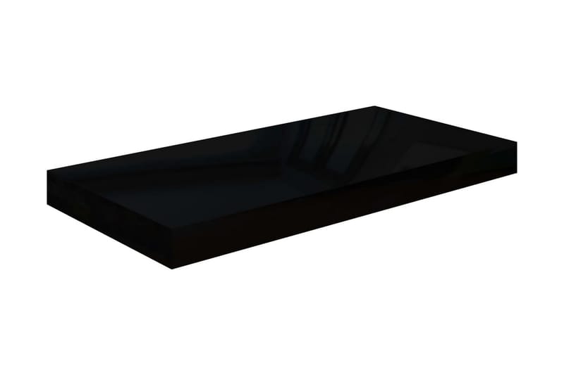 Svävande vägghyllor 4 st svart högglans 50x23x3,8 cm MDF - Svart - Förvaring - Hylla - Vägghylla