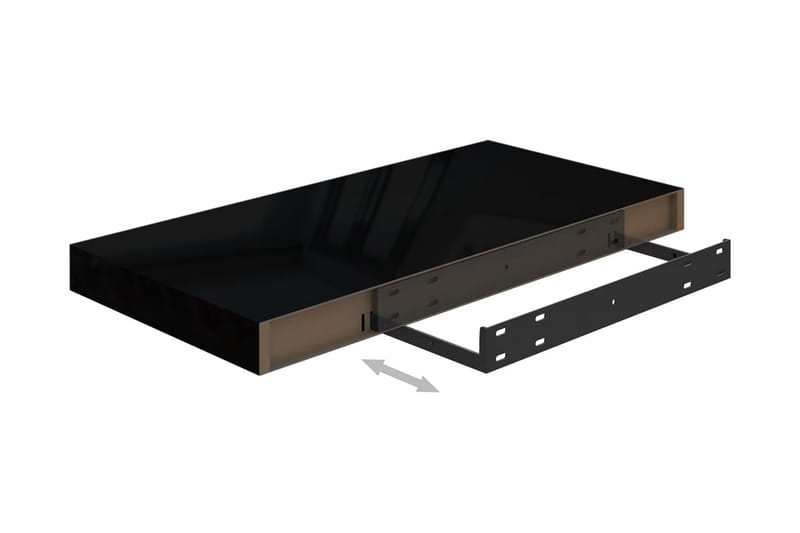 Svävande vägghyllor 4 st svart högglans 50x23x3,8 cm MDF - Svart - Förvaring - Hylla - Vägghylla