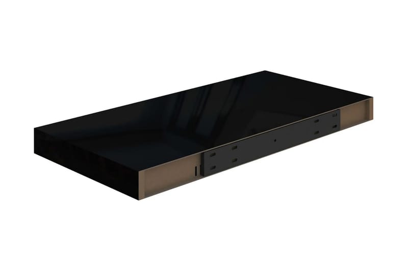 Svävande vägghyllor 4 st svart högglans 50x23x3,8 cm MDF - Svart - Förvaring - Hylla - Vägghylla