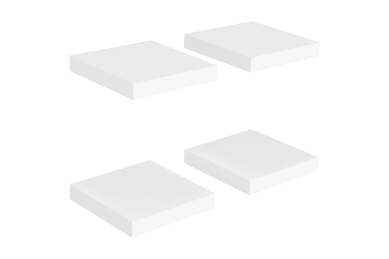 Svävande vägghyllor 4 st vit 23x23,5x3,8 cm MDF - Vit - Förvaring - Hylla - Vägghylla