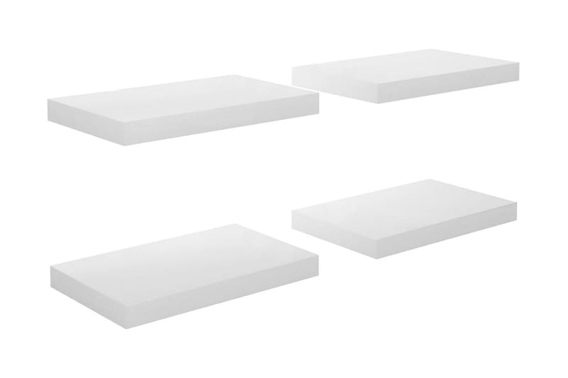 Svävande vägghyllor 4 st vit högglans 40x23x3,8 cm MDF - Vit - Förvaring - Hylla - Vägghylla