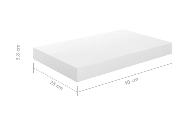 Svävande vägghyllor 4 st vit högglans 40x23x3,8 cm MDF - Vit - Förvaring - Hylla - Vägghylla