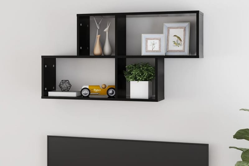 Vägghylla Svart 100x18x53 cm spånskiva - Svart - Förvaring - Hylla - Vägghylla