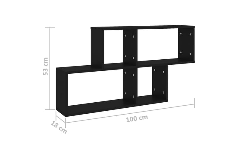 Vägghylla Svart 100x18x53 cm spånskiva - Svart - Förvaring - Hylla - Vägghylla