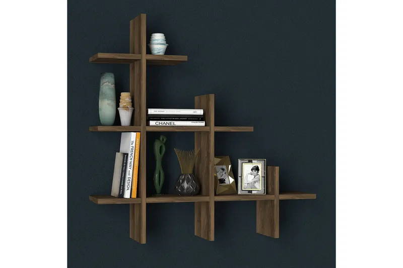 Tera Home Bokhylla - Valnöt - Förvaring - Hylla - Vägghylla