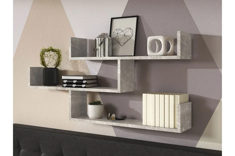 Trio Vägghylla 119x18x55 cm - Beige/Grå - Förvaring - Hylla - Vägghylla