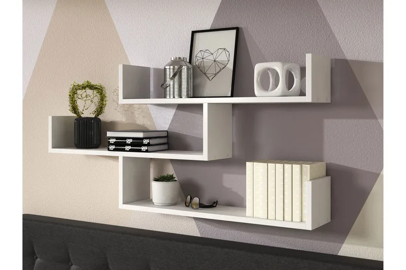 Trio Vägghylla 119x18x55 cm - Vit - Förvaring - Hylla - Vägghylla