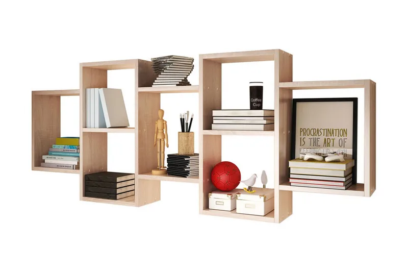 Trio Vägghylla 161x18x65 cm - Beige - Förvaring - Hylla - Vägghylla