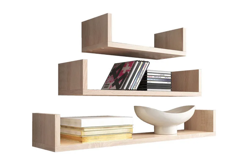 Trio Vägghylla, Beige/Grå