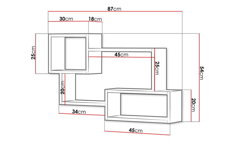 Triorana Hylla 87 cm Vit||Ek - Förvaring - Hylla - Vägghylla