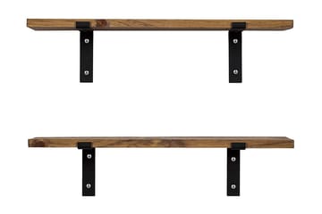 Vägghylla 16x60 cm 2-pack - Valnöt/Svart - Förvaring - Hylla - Vägghylla