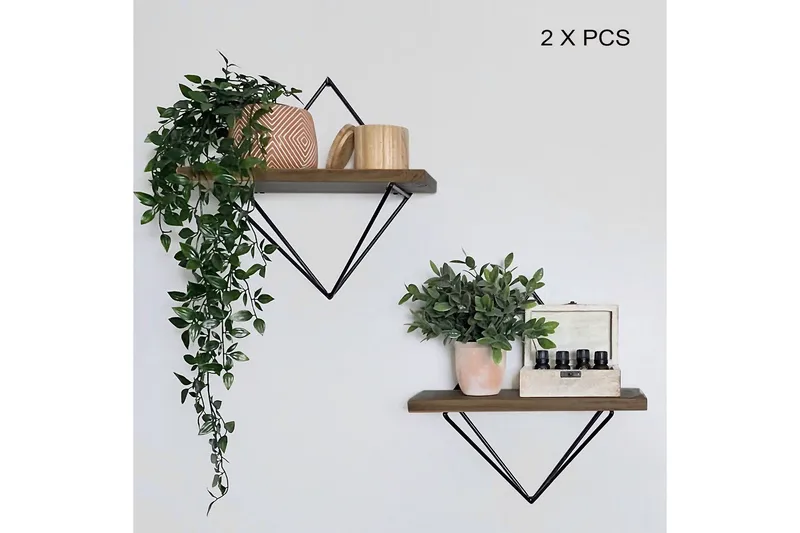 Vägghylla 30x30 cm - Valnöt/Svart - Förvaring - Hylla - Vägghylla