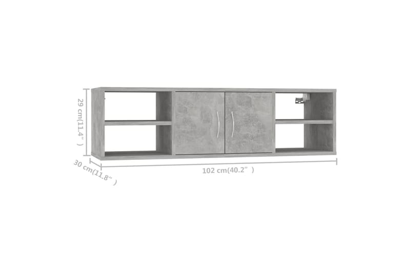 Vägghylla betonggrå 102x30x29 cm spånskiva - Betonggrå - Vägghylla