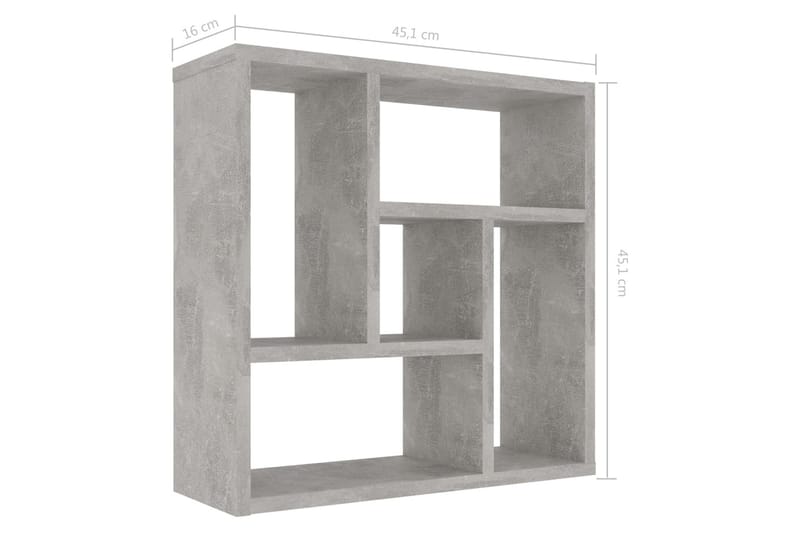 Vägghylla betonggrå 45,1x16x45,1 cm spånskiva - Grå - Förvaring - Hylla - Vägghylla