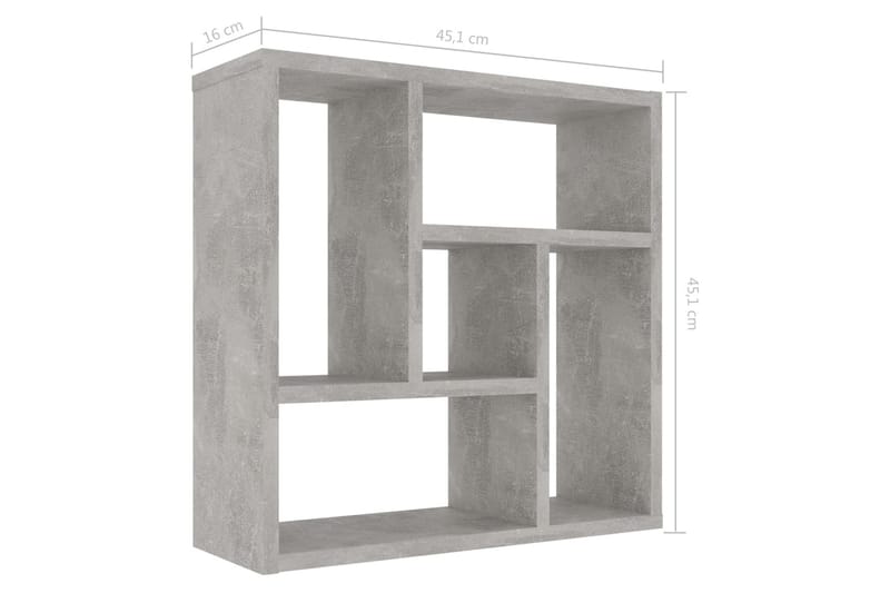 Vägghylla betonggrå 45,1x16x45,1 cm spånskiva - Grå - Vägghylla