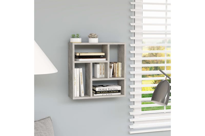 Vägghylla betonggrå 45,1x16x45,1 cm spånskiva - Grå - Förvaring - Hylla - Vägghylla