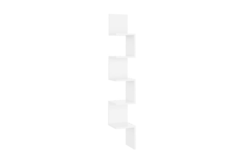 Vägghylla hörn vit högglans 20x20x127,5 cm spånskiva - Vit högglans - Förvaring - Hylla - Vägghylla