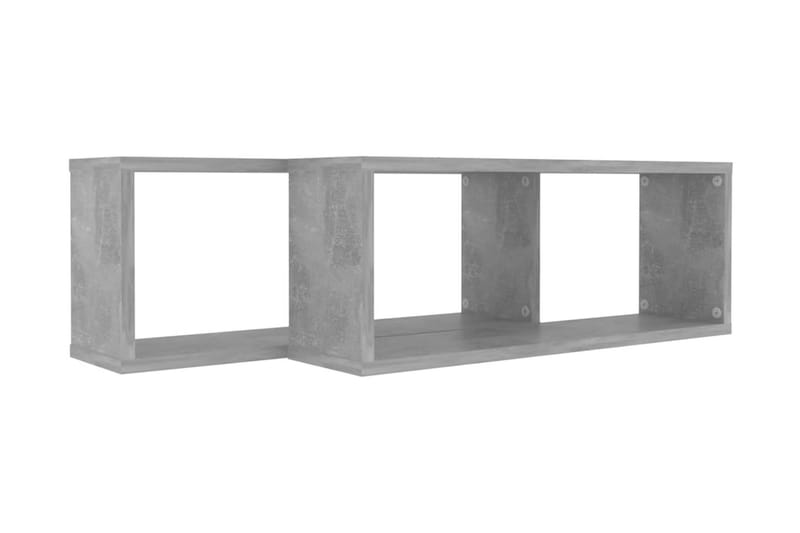 Vägghylla kubformad 2 st betonggrå 60x15x23 cm spånskiva - Betonggrå - Förvaring - Hylla - Vägghylla