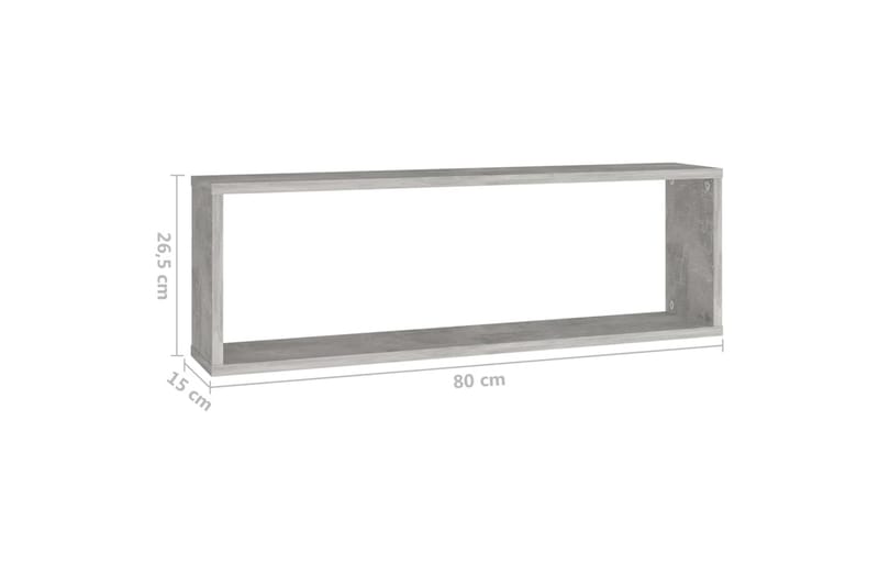Vägghylla kubformad 2 st betonggrå 80x15x26,5 cm spånskiva - Betonggrå - Förvaring - Hylla - Vägghylla