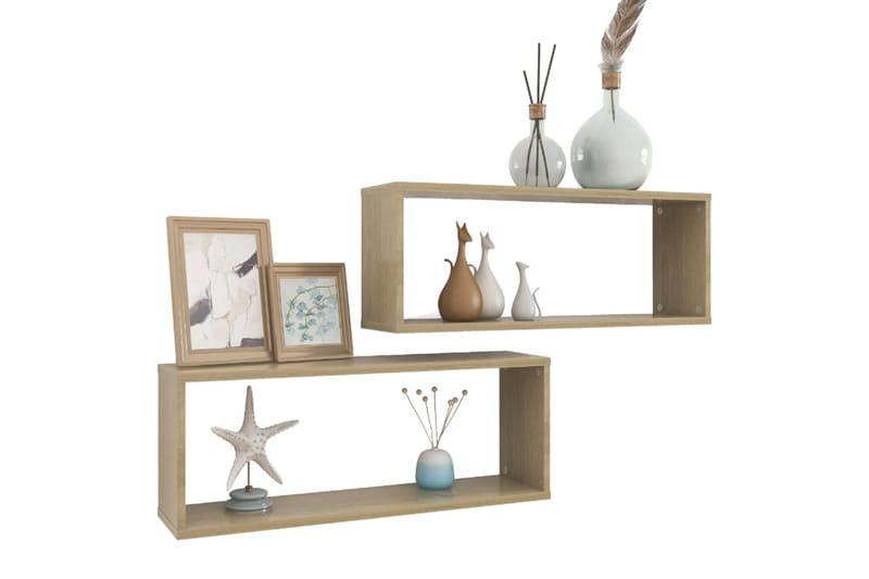Vägghylla kubformad 2 st sonoma-ek 60x15x23 cm spånskiva - Ek - Förvaring - Hylla - Vägghylla