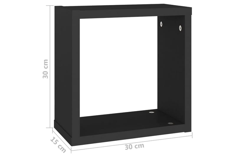 Vägghylla kubformad 2 st svart 30x15x30 cm - Svart - Förvaring - Hylla - Vägghylla