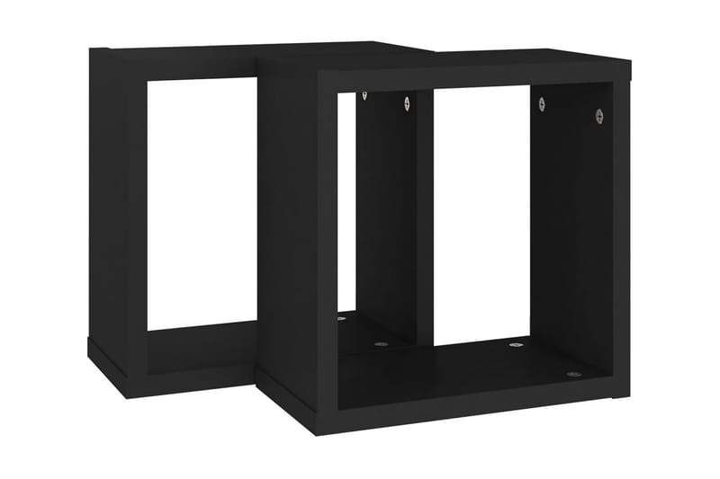 Vägghylla kubformad 2 st svart 30x15x30 cm - Svart - Förvaring - Hylla - Vägghylla
