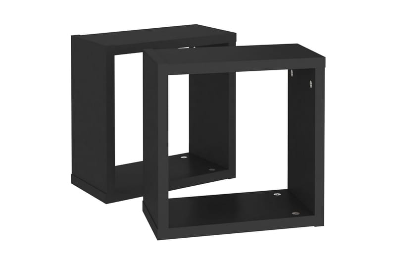 Vägghylla kubformad 2 st svart 30x15x30 cm - Svart - Förvaring - Hylla - Vägghylla