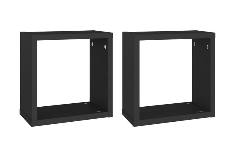 Vägghylla kubformad 2 st svart 30x15x30 cm - Svart - Förvaring - Hylla - Vägghylla