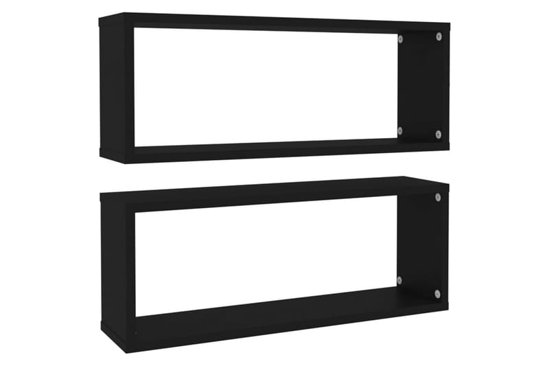 Vägghylla kubformad 2 st svart 60x15x23 cm spånskiva - Svart - Förvaring - Hylla - Vägghylla