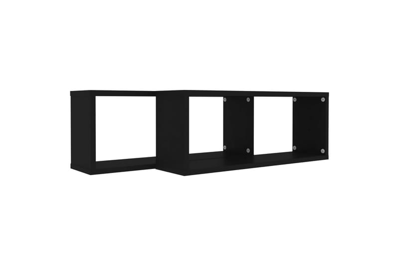 Vägghylla kubformad 2 st svart 60x15x23 cm spånskiva - Svart - Förvaring - Hylla - Vägghylla