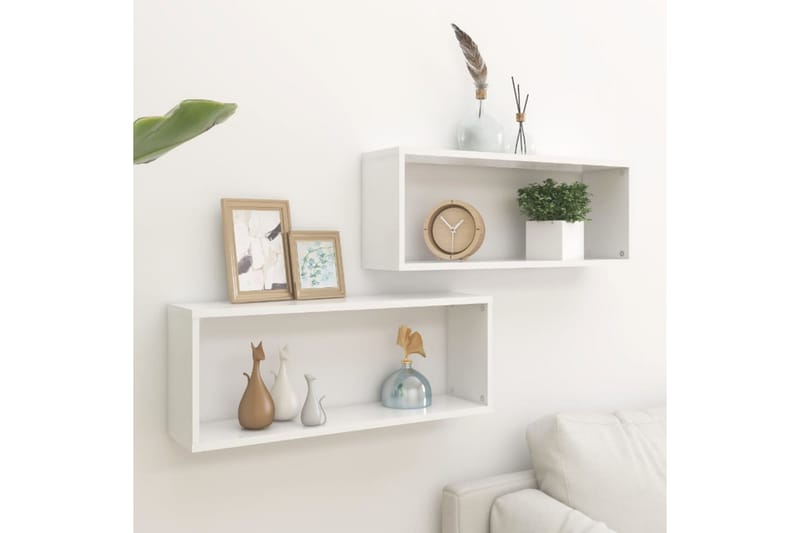 Vägghylla kubformad 2 st vit 60x15x23 cm spånskiva - Vit - Förvaring - Hylla - Vägghylla
