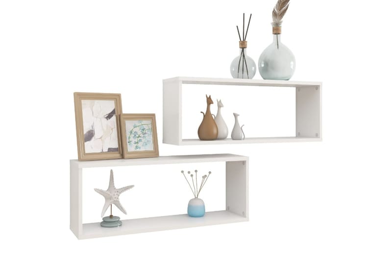 Vägghylla kubformad 2 st vit 60x15x23 cm spånskiva - Vit - Förvaring - Hylla - Vägghylla