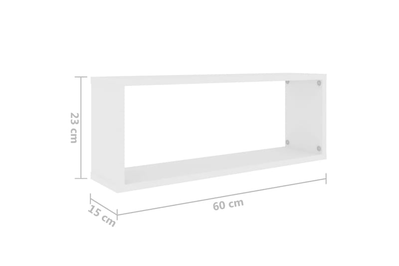 Vägghylla kubformad 2 st vit 60x15x23 cm spånskiva - Vit - Förvaring - Hylla - Vägghylla