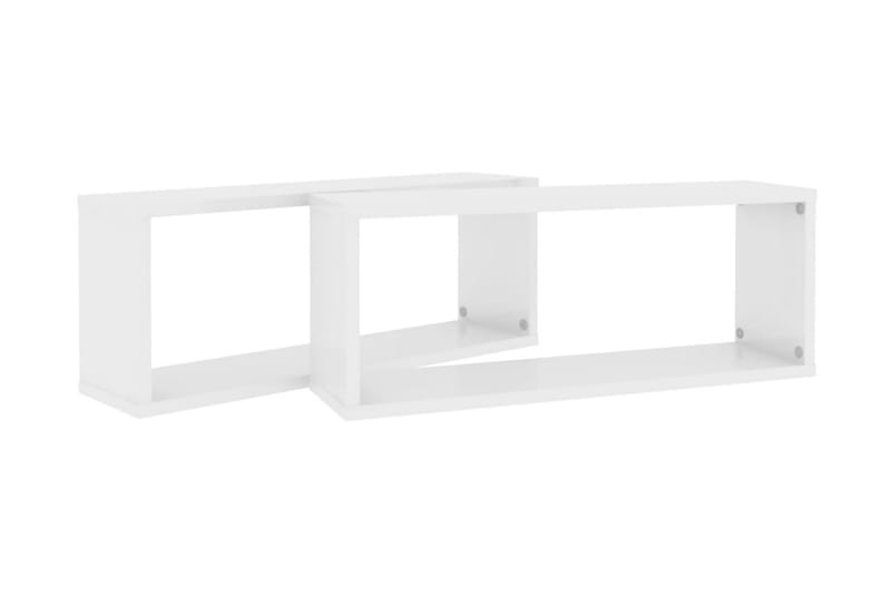 Vägghylla kubformad 2 st vit högglans 60x15x23 cm spånskiva - Vit högglans - Förvaring - Hylla - Vägghylla