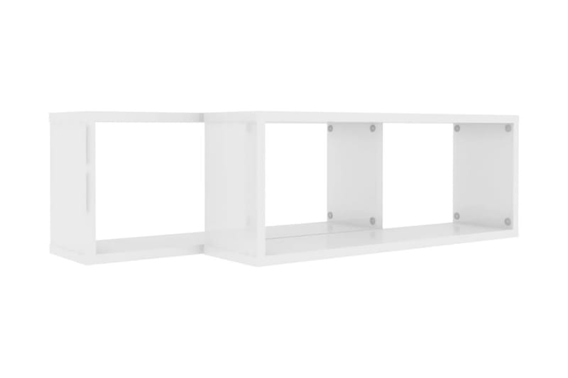 Vägghylla kubformad 2 st vit högglans 60x15x23 cm spånskiva - Vit högglans - Förvaring - Hylla - Vägghylla